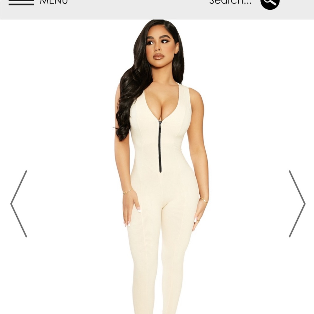 Naked Wardrobe Snatched Jumpsuit zipper oatmeal